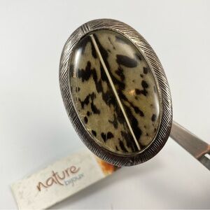 Nature Bijoux Silver Tone Light Shifting Cheetah Leopard Print Statement Ring